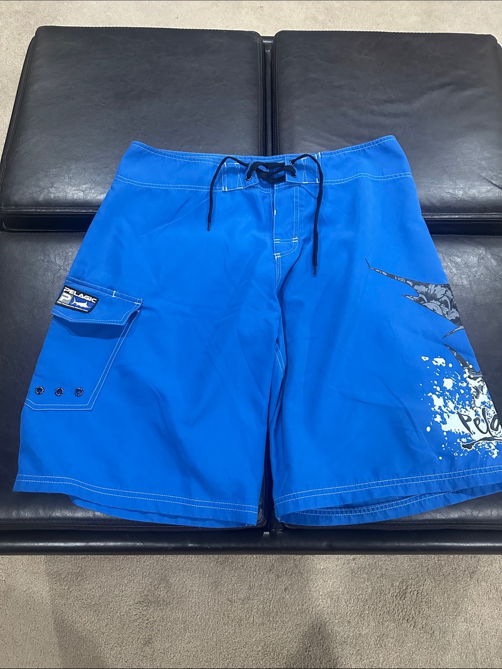 Pelagic Royal Blue Board Shorts with Black Drawstring